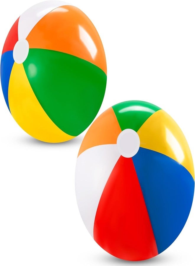 DORPUT Inflatable Rainbow Beach Ball for Kids | Pool Party & Birthday Decoration Toy | Summer Water Play Ball for Boys & Girls | 8-12 Inches (Inflated/Deflated) Pack of 2 - Image 1